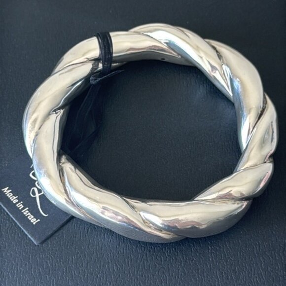 E&L Sterling Silver Electroform Statement Twisted Bangle Bracelet Israel - Picture 4 of 12